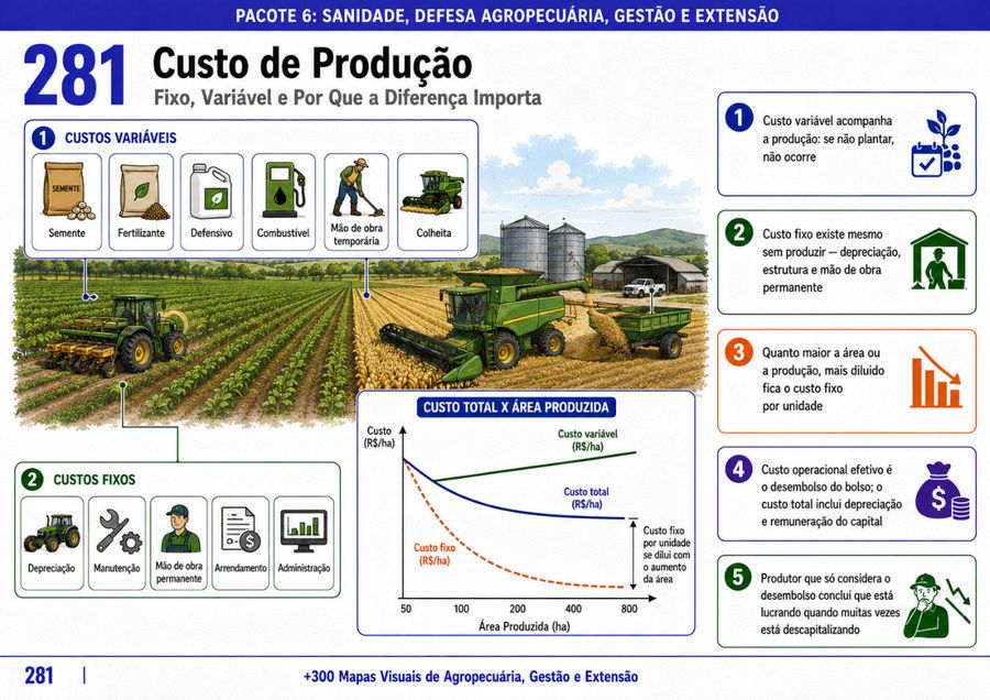 Mapa sobre gestão e custo de produção