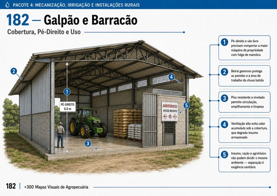 Mapa sobre galpão e barracão na propriedade